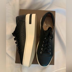 Libra Paolo Black Leather Lace Up Women’s Fashion Sneakers Size 91/2 M